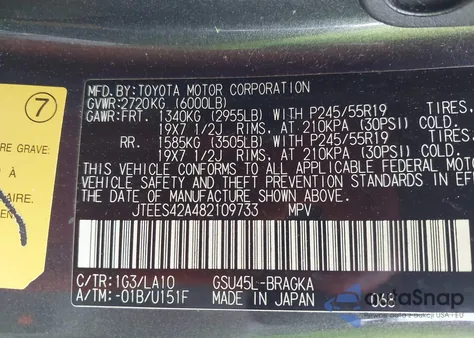 2008 Toyota Highlander Limited from USA, damaged, VIN JTEES42A482109733